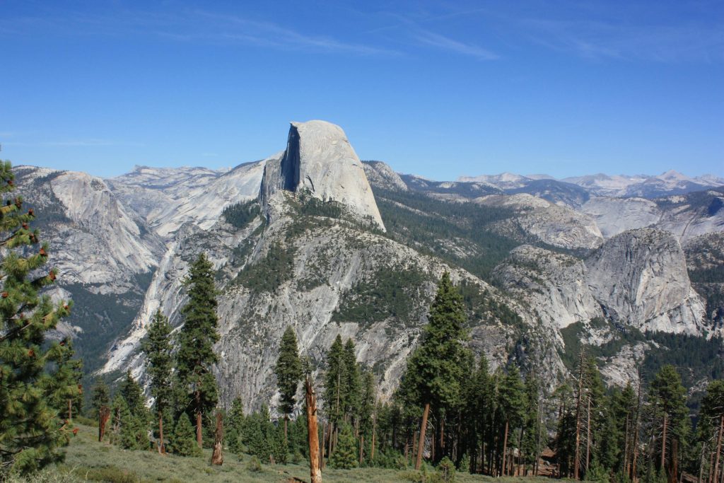 Stunning image of Half Dome in Yosemite National Park, showcasing majestic natural beauty and vast landscapes.